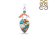 Spiny Oyster Turquoise / Coral & London Blue Topaz Pendant-2SP TRO-1-194