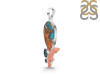 Spiny Oyster Turquoise / Coral & London Blue Topaz Pendant-2SP TRO-1-196