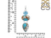 Spiny Oyster Turquoise & Blue-Topaz Pendant-2SP TRO-1-201