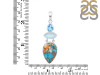 Spiny Oyster Turquoise / Moonstone & Blue-Topaz Pendant-2SP TRO-1-208