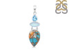 Spiny Oyster Turquoise / Moonstone & Blue-Topaz Pendant-2SP TRO-1-208