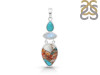 Spiny Oyster Turquoise / Moonstone & Turquoise Pendant-2SP TRO-1-210