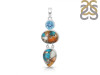 Spiny Oyster Turquoise & Blue-Topaz Pendant-2SP TRO-1-212