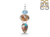 Spiny Oyster Turquoise & Blue-Topaz Pendant-2SP TRO-1-216