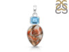 Spiny Oyster Turquoise & Blue Topaz Pendant-2SP TRO-1-223