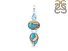 Spiny Oyster Turquoise & Blue Topaz Pendant-2SP TRO-1-224