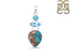 Spiny Oyster Turquoise / Turquoise & Blue-Topaz Pendant-2SP TRO-1-226
