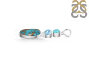 Spiny Oyster Turquoise / Turquoise & Blue-Topaz Pendant-2SP TRO-1-226
