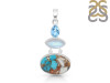 Spiny Oyster Turquoise / Moonstone & Blue-Topaz Pendant-2SP TRO-1-228