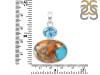 Spiny Oyster Turquoise & Blue Topaz Pendant-2SP TRO-1-232