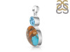 Spiny Oyster Turquoise & Blue Topaz Pendant-2SP TRO-1-232