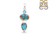 Spiny Oyster Turquoise & Blue Topaz Pendant-2SP TRO-1-233