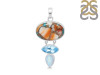 Spiny Oyster Turquoise / Moonstone & Blue-Topaz Pendant-2SP TRO-1-235