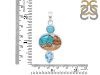 Spiny Oyster Turquoise / Turquoise & Blue-Topaz Pendant-2SP TRO-1-237