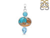 Spiny Oyster Turquoise / Turquoise & Blue-Topaz Pendant-2SP TRO-1-237