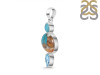 Spiny Oyster Turquoise / Turquoise & Blue-Topaz Pendant-2SP TRO-1-237