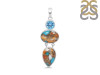 Spiny Oyster Turquoise & Blue-Topaz Pendant-2SP TRO-1-239