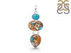 Spiny Oyster Turquoise & Turquoise Pendant-2SP TRO-1-243