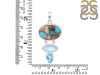 Spiny Oyster Turquoise / Moonstone & Blue-Topaz Pendant-2SP TRO-1-247