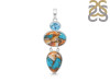 Spiny Oyster Turquoise & Blue-Topaz Pendant-2SP TRO-1-248