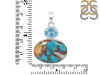 Spiny Oyster Turquoise & Blue-Topaz Pendant-2SP TRO-1-249