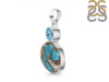 Spiny Oyster Turquoise & Blue-Topaz Pendant-2SP TRO-1-249