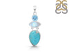 Turquoise/Moonstone/Blue Topaz Pendant-2SP TRQ-1-376