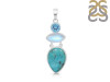 Turquoise/Moonstone/Blue Topaz Pendant-2SP TRQ-1-386
