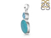 Turquoise/Blue Topaz Pendant-2SP TRQ-1-395