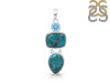 Turquoise/Blue Topaz Pendant-2SP TRQ-1-413