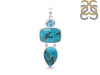 Turquoise/Blue Topaz Pendant-2SP TRQ-1-414