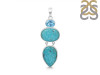Turquoise/Blue Topaz Pendant-2SP TRQ-1-420