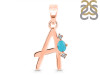 Turquoise & White Topaz Alphabet A Pendant TRQ-RDA-1.