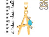 Turquoise & White Topaz Alphabet A Pendant TRQ-RDA-1.