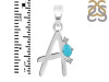 Turquoise & White Topaz Alphabet A Pendant TRQ-RDA-1.