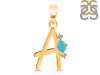 Turquoise & White Topaz Alphabet A Pendant TRQ-RDA-1.