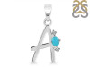 Turquoise & White Topaz Alphabet A Pendant TRQ-RDA-1.