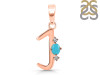 Turquoise & White Topaz Alphabet J Pendant TRQ-RDA-10.