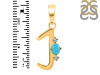 Turquoise & White Topaz Alphabet J Pendant TRQ-RDA-10.