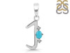 Turquoise & White Topaz Alphabet J Pendant TRQ-RDA-10.
