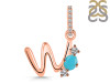 Turquoise & White Topaz Alphabet W Pendant TRQ-RDA-101.
