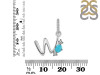 Turquoise & White Topaz Alphabet W Pendant TRQ-RDA-101.