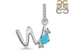 Turquoise & White Topaz Alphabet W Pendant TRQ-RDA-101.