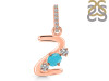 Turquoise & White Topaz Alphabet Z Pendant TRQ-RDA-104.