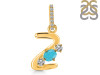 Turquoise & White Topaz Alphabet Z Pendant TRQ-RDA-104.