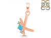 Turquoise & White Topaz Alphabet K Pendant TRQ-RDA-11.