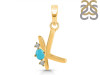 Turquoise & White Topaz Alphabet K Pendant TRQ-RDA-11.
