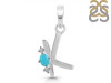 Turquoise & White Topaz Alphabet K Pendant TRQ-RDA-11.