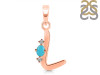 Turquoise & White Topaz Alphabet L Pendant TRQ-RDA-12.