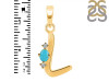 Turquoise & White Topaz Alphabet L Pendant TRQ-RDA-12.